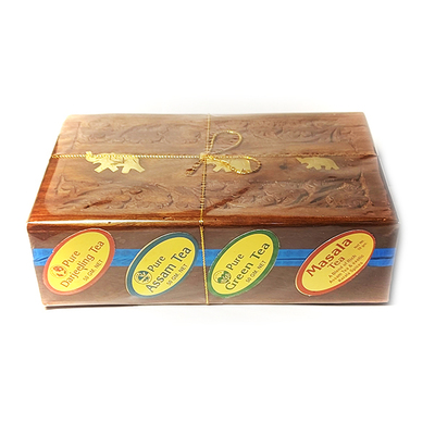 Подарочный набор премиального чая (Assam, Darjeeling, Masala, Green tea) в деревянной коробке 4 вида Подарочный набор премиального чая (Assam, Darjeeling, Masala, Green tea) в деревянной коробке 4 вида