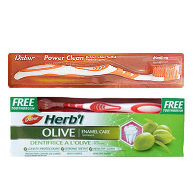 Зубная паста "Олива" (Herb'l Olive Enamel Care) 150 г + зубная щётка, Dabur Зубная паста "Олива" (Herb'l Olive Enamel Care) 150 г + зубная щётка, Dabur