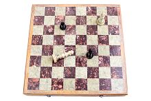 Шахматы ручной работы  (дерево+камень), 35 х 35 х 5 см., 14"  ИГШ002