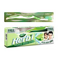 Зубная паста гелевая "Алоэ вера" (Herb'l Aloe Vera Gel) 150 г + зубная щётка, Dabur