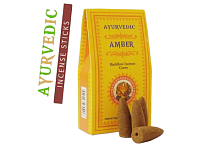 Благовония-конусы стелющийся дым Amber (Амбра), Backflow Dhoop Cones 10 шт., AYURVEDIC