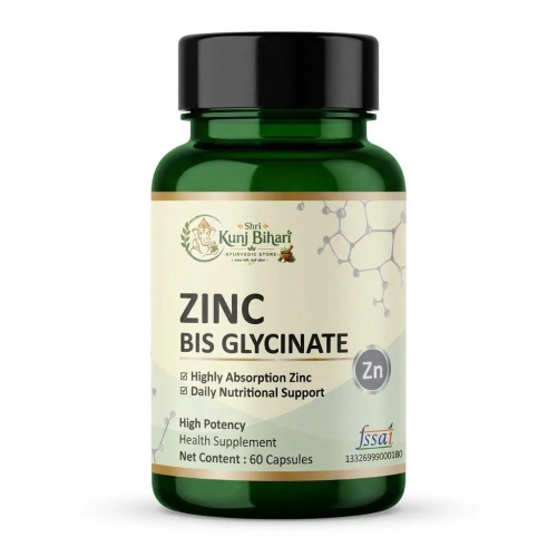 Витамин ZINK BIS GLYCINATE Shri Kunj Bihari, 60 кап. Shree Kunj Bihari Ayurvedic Store, Индия Витамин ZINK BIS GLYCINATE Shri Kunj Bihari, 60 кап. Shree Kunj Bihari Ayurvedic Store, Индия