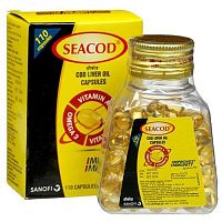 Рыбий жир - омега 3, витамин Д и А (Cod Liver Oil Сapsules) 110 капс., Seacod