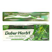 Зубная паста "Базилик" 150 г + зубная щётка, Dabur