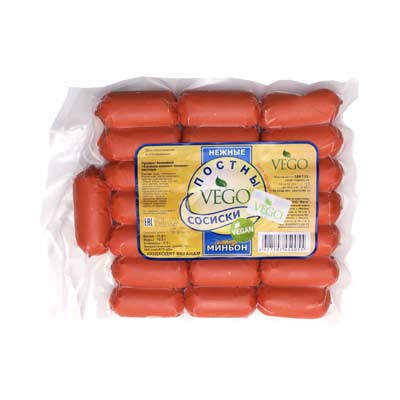 Сосиски веганские нежные миньон 500 г, VEGO