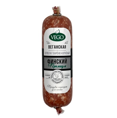 Колбаса веганская варёно-копчёная "Сервелат финский" 250 г, VEGO
