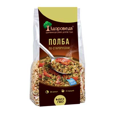 Полба по-старорусски с зелёной чечевицей 250 г, "Здороведа"
