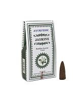 Благовония-конусы стелющийся дым Jasmine (Жасмин), Backflow Dhoop Cones 10 шт., AYURVEDIC