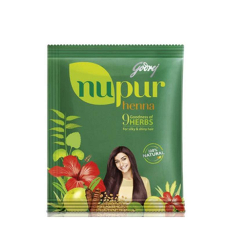 Хна натуральная с 9 травами Nupur 140 г, Godrej
