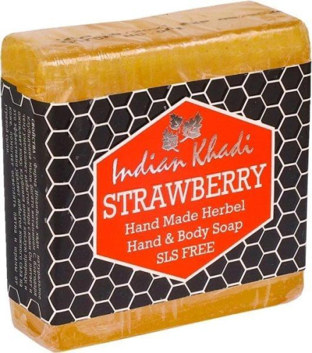Мыло с Клубникой (Soap Strawberry) 100 г, Indian Khadi