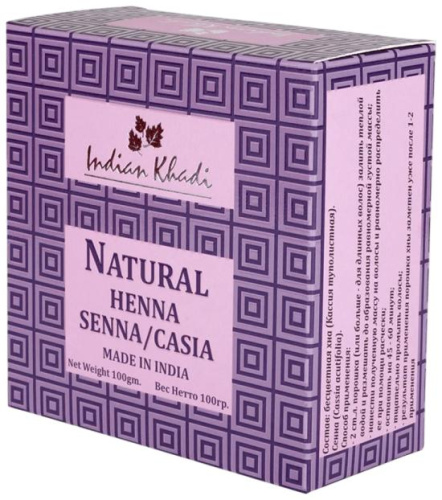 Краска для волос Хна натуральная (Henna Senna / Casia) 100гр., Indian Khadi Краска для волос Хна натуральная (Henna Senna / Casia) 100гр., Indian Khadi
