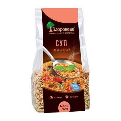 Суп итальянский с красной чечевицей и макаронами "Здороведа", 250 г