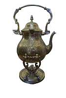 Чайник латунный с горелкой, гравировка. Ручная работа. 19 х 20 х 24 см ПОС009