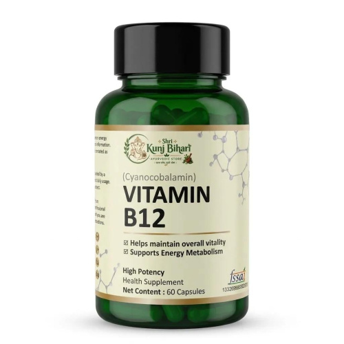 Витамин B12 (цианокобаламин) Shri Kunj Bihari 60 кап. Shree Kunj Bihari Ayurvedic Store, Индия