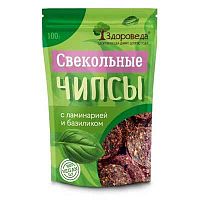 Свекольные чипсы (снеки) с ламинарией и базиликом 100 г, "Здороведа"