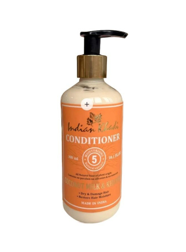 Кондиционер для волос с Кокосовым молоком и Кератином (Coconut milk & Keratin) 300мл., Indian Khadi